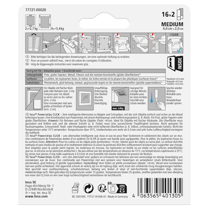 Artikelbild 2 für tesa Klettstreifen Powerstrips MEDIUM Click weiß, 16 St., Artikelnummer 739191
