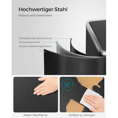 Artikelbild 3 für SONGMICS Mülltrenner 2x 30,0 l schwarz, 1 St., Artikelnummer 261679