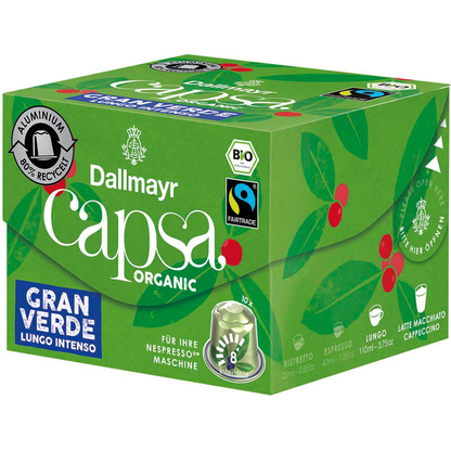 Artikelbild 3 für Dallmayr Capsa Gran Verde Lungo Intenso Bio-Kaffeekapseln, Arabicabohnen kräftig, 10 Stück, Artikelnummer 470887