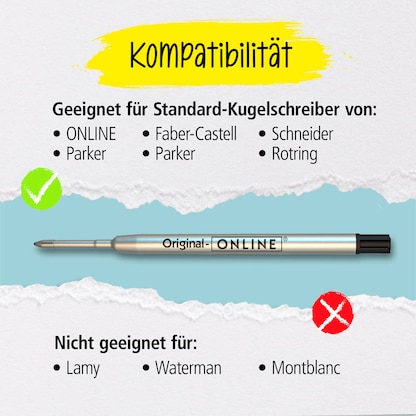 Artikelbild 7 für ONLINE® Kugelschreiberminen M schwarz, 6 St., Artikelnummer 238289