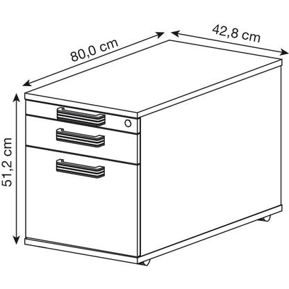 Artikelbild 2 für HAMMERBACHER Haziender Rollcontainer weiß 3 Auszüge 42,8 x 80,0 x 51,2 cm, Artikelnummer 193946