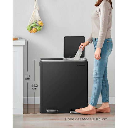 Artikelbild 5 für SONGMICS Mülltrenner 2x 30,0 l schwarz, 1 St., Artikelnummer 261679