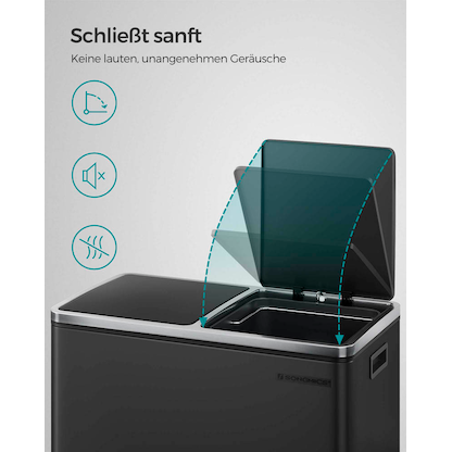 Artikelbild 6 für SONGMICS Mülltrenner 2x 30,0 l schwarz, 1 St., Artikelnummer 261679