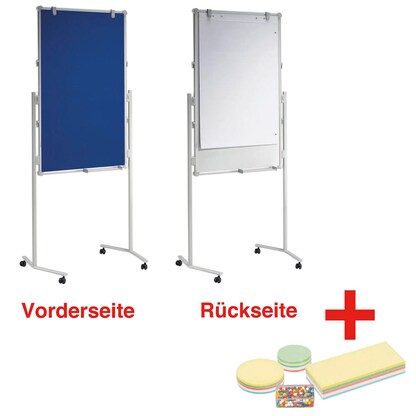 Artikelbild für AKTION: MAUL mobiles Whiteboard MAULpro 75,0 x 120,0 cm blau#!#weiß Textil/Whiteboard + GRATIS Moderations-Starter-Set, bestehend aus je 120 Moderationskarten Ø 9,5 cm, Ø 13,5 cm, 9,5 x 20,0 cm, 200 Signal-Nadeln, Artikelnummer 306872