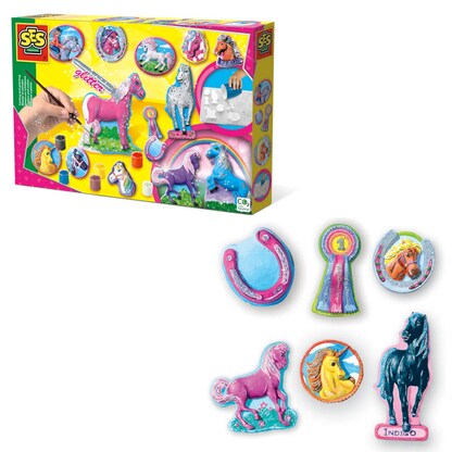 Artikelbild für SES Creative® Gipsgießen-Set Glitzer Pferde mehrfarbig, Artikelnummer 110506