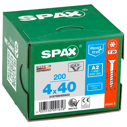 Artikelbild 2 für SPAX® Universalschrauben T20 Senkkopf Edelstahl A2 0197000400403 4 mm x 40 mm, 200 St., Artikelnummer 394399