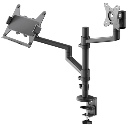 Artikelbild 2 für goobay Laptop-Monitor-Halterung Deluxe 74417 schwarz für 1 Monitor und 1 Notebook, Tischbohrung, Tischklemme, Artikelnummer 656187