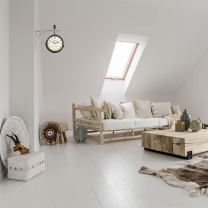 Artikelbild 4 für relaxdays Wanduhr beige schwarz Eisen 35,0 x 35,0 cm, Ø 22,0 cm, Artikelnummer 472132