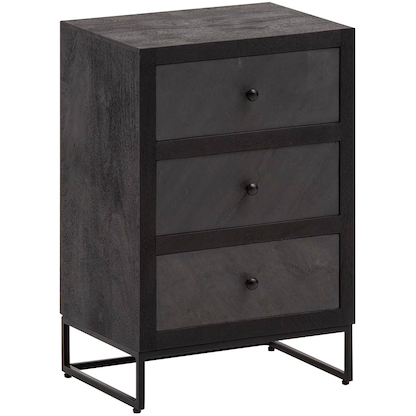 Artikelbild für WOHNLING Nachttisch rechteckig Massivholz schwarz 40,0 x 30,0 x 60,0 cm, 1 St., Artikelnummer 314256