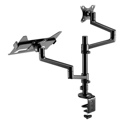 Artikelbild 3 für goobay Laptop-Monitor-Halterung Deluxe 74417 schwarz für 1 Monitor und 1 Notebook, Tischbohrung, Tischklemme, Artikelnummer 656187