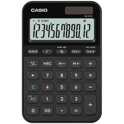 Artikelbild für CASIO MS-20YC-BK Taschenrechner schwarz, Artikelnummer 776449