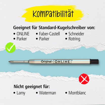 Artikelbild 8 für ONLINE® Kugelschreiberminen B schwarz, 6 St., Artikelnummer 617367