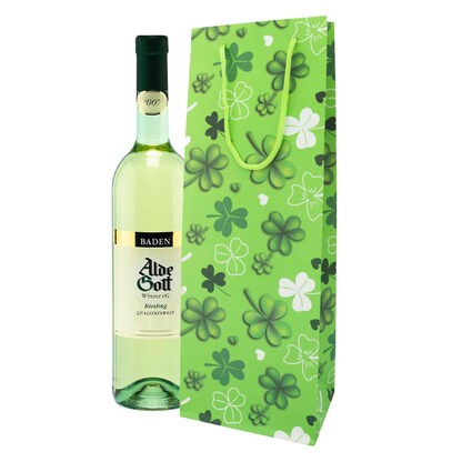 Artikelbild für Idena Geschenktüte für Flaschen Glücksklee grün 12,5 x 35,5 cm, 1 St., Artikelnummer 677177