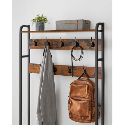 Artikelbild 5 für VASAGLE Garderobenbank mit Haken HSR405B01 weiß, eiche Metall 85,0 cm, Artikelnummer 759627