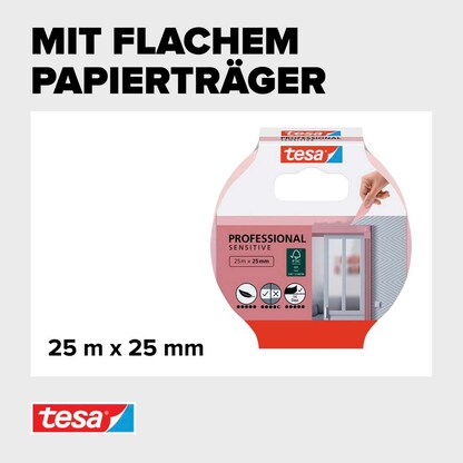 Artikelbild 7 für tesa PROFESSIONAL SENSITIVE Malerband pink 25,0 mm x 25,0 m 1 Rolle, Artikelnummer 723878
