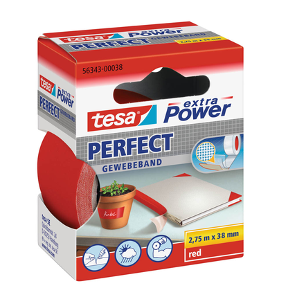 Artikelbild 2 für tesa extra Power® Perfect Gewebeband rot 38,0 mm x 2,75 m 1 Rolle, Artikelnummer 110981