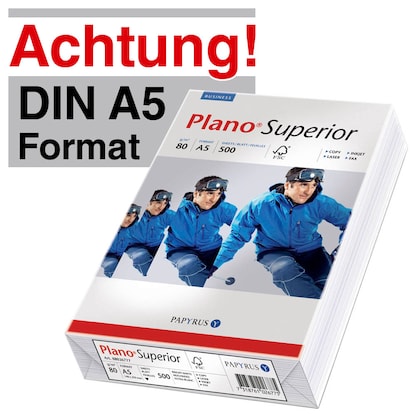Artikelbild für Plano® Kopierpapier Superior DIN A5 80 g/qm 500 Blatt, Artikelnummer 215707