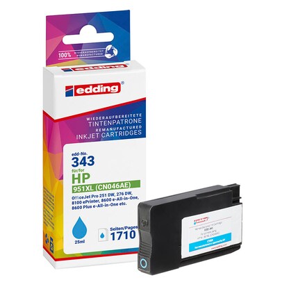 Artikelbild für edding EDD-343 cyan Druckerpatrone kompatibel zu HP 951XL (CN046AE), Artikelnummer 283320