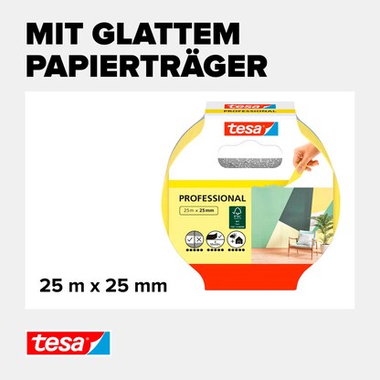 Artikelbild 8 für tesa PROFESSIONAL Malerband gelb 25,0 mm x 25,0 m 1 Rolle, Artikelnummer 723886