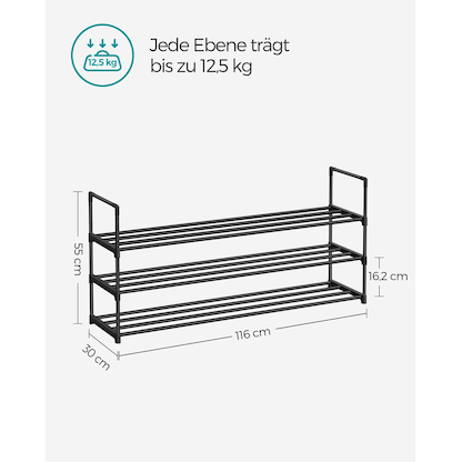 Artikelbild 5 für SONGMICS Schuhregal schwarz 116,0 x 30,0 x 55,0 cm, 1 St., Artikelnummer 261327
