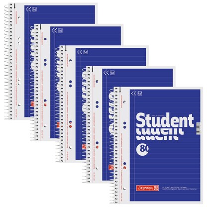 Artikelbild für BRUNNEN Collegeblöcke Student Kleinformat liniert DIN A5 Innenrand, 5 Blöcke, Artikelnummer 489724