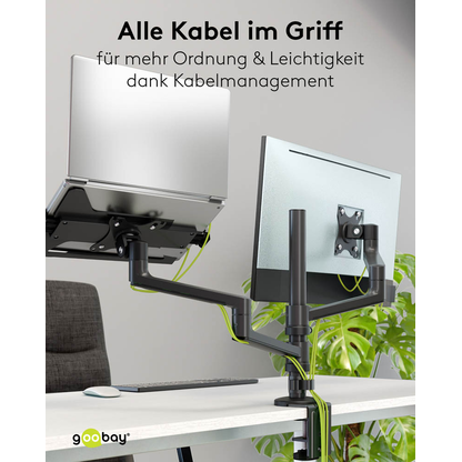 Artikelbild 12 für goobay Laptop-Monitor-Halterung Deluxe 74417 schwarz für 1 Monitor und 1 Notebook, Tischbohrung, Tischklemme, Artikelnummer 656187