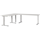 Artikelbild 1 für GERMANIA Agenda Office Schreibtisch lichtgrau L-Form, C-Fuß-Gestell silber 200,0 x 240,0 cm, Artikelnummer 661789