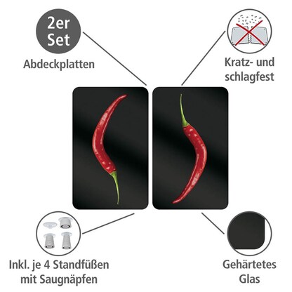 Artikelbild 2 für WENKO Herdabdeckplatten Hot Peperoni schwarz, 2 St., Artikelnummer 530394