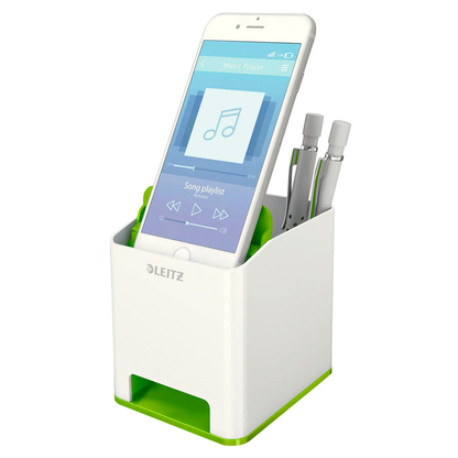 Artikelbild für LEITZ Stiftehalter WOW Duo Colour perlweiß/grün Polystyrol 2 Fächer 9,0 x 10,1 x 10,0 cm, Artikelnummer 908520