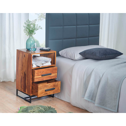 Artikelbild 3 für WOHNLING Nachttisch rechteckig Massivholz sheesham 35,0 x 40,0 x 66,0 cm, 1 St., Artikelnummer 166779