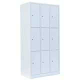 Artikelbild 1 für LÜLLMANN Schließfachschrank signalweiß 520337, 9 Schließfächer 88,5 x 50,0 x 180,0 cm, Artikelnummer 185849