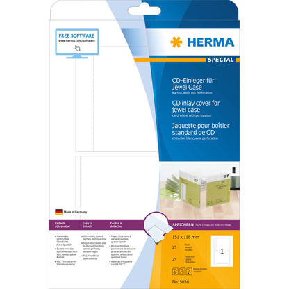 Artikelbild 2 für HERMA CD-Einleger 5036 weiß, 25 Blatt, Artikelnummer 800627