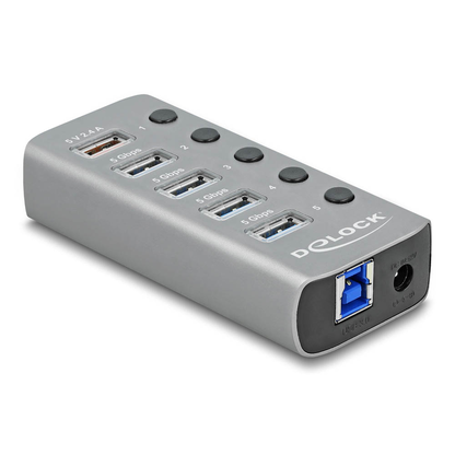 Artikelbild für DeLOCK USB-Hub 5-fach grau, Artikelnummer 886113