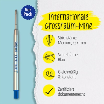 Artikelbild 9 für ONLINE® Kugelschreiberminen M blau, 6 St., Artikelnummer 238347