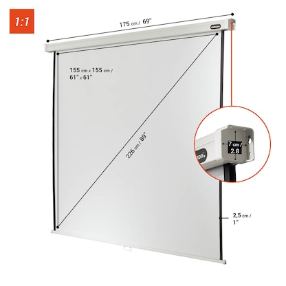 Artikelbild 3 für celexon Rolloleinwand Professional 1:1, 160 x 160 cm Projektionsfläche, Artikelnummer 693673