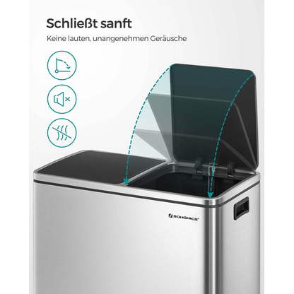 Artikelbild 5 für SONGMICS Mülltrenner 2x 30,0 l silber, 1 St., Artikelnummer 262309