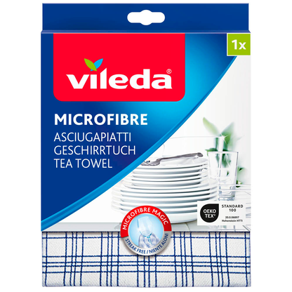 Artikelbild für vileda Geschirrtuch MICROFIBRE Motiv/Farbe kann variieren; Lieferung entweder in weiß/blau oder rosa/rot) 40,0 x 55,0 cm, Artikelnummer 333666