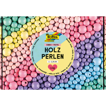 Artikelbild 5 für folia Holzperlen PASTEL mehrfarbig 2.000 St., Artikelnummer 692839