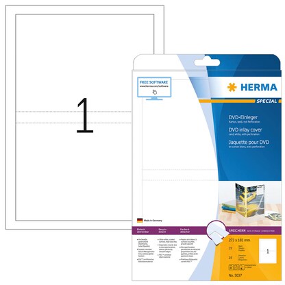 Artikelbild für HERMA DVD-Einleger 5037 weiß, 25 Blatt, Artikelnummer 800639