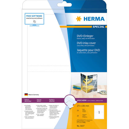 Artikelbild 2 für HERMA DVD-Einleger 5037 weiß, 25 Blatt, Artikelnummer 800639