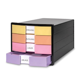Artikelbild 1 für HAN Schubladenbox IMPULS gelb, orange, rosa, lila 1012-139D, DIN A4 mit 4 Schubladen, 1 St., Artikelnummer 372249