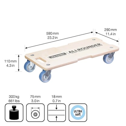 Artikelbild 3 für WAGNER® design yourself Transportroller MM 1325 birke 29,0 x 59,0 x 11,0 cm bis 300,0 kg, Artikelnummer 418599