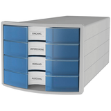 Artikelbild 1 für HAN Schubladenbox IMPULS blau-transparent 1012-64D, DIN A4 mit 4 Schubladen, 1 St., Artikelnummer 747943