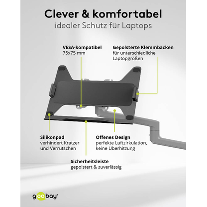Artikelbild 13 für goobay Laptop-Monitor-Halterung Deluxe 74417 schwarz für 1 Monitor und 1 Notebook, Tischbohrung, Tischklemme, Artikelnummer 656187