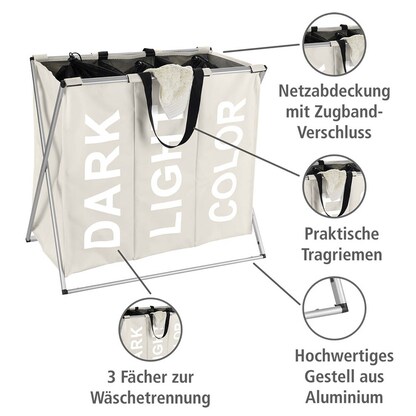 Artikelbild 6 für WENKO Wäschesortierer Trio beige, 1 St., Artikelnummer 531584