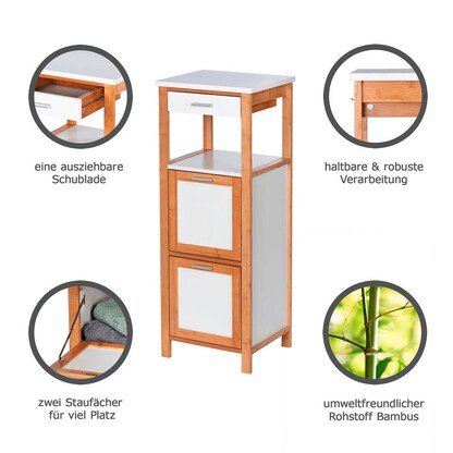 Artikelbild 2 für WENKO Schubladenregal Finja weiß, braun 34,0 x 30,0 x 89,0 cm, 1 St., Artikelnummer 530921