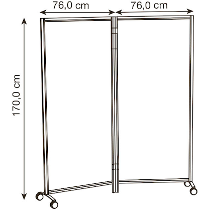 Artikelbild 2 für PAPERFLOW Trennwand, silber 76,0 x 160,0 cm mit Rollen, 2 St., Artikelnummer 957894