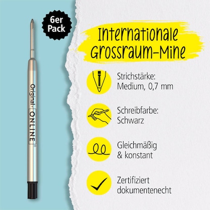 Artikelbild 9 für ONLINE® Kugelschreiberminen M schwarz, 6 St., Artikelnummer 238289