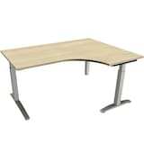 Artikelbild 1 für fm Sidney höhenverstellbarer Schreibtisch königsahorn Bogenform, C-Fuß-Gestell Quadratrohr silber 160,0 x 80,0 cm, Artikelnummer 137541