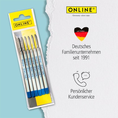 Artikelbild 8 für ONLINE® Kugelschreiberminen M blau, 6 St., Artikelnummer 238347
